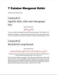 PDF. 7 Catatan Mengenai Dzikir - Dzikir Pagi Petang